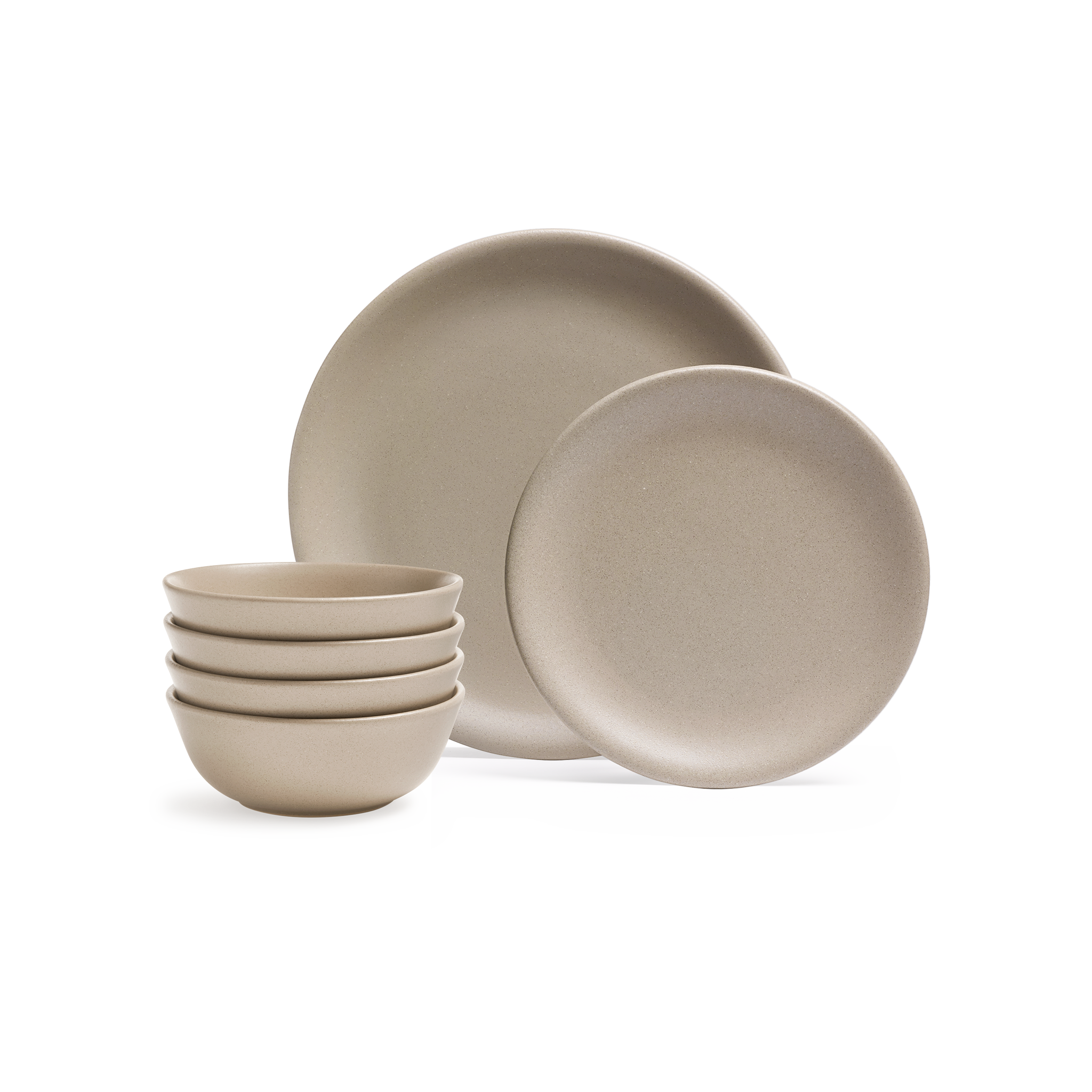 12 Piece Beige Stoneware Dinner Set 12pc Pebble Ceramic