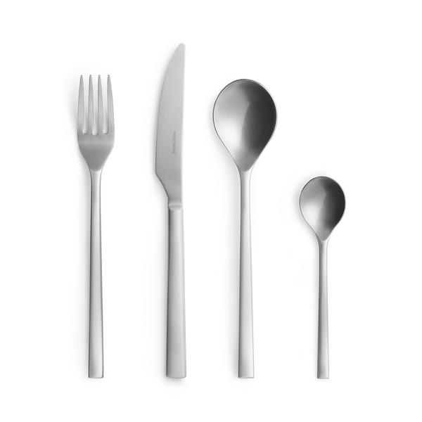 24 Piece Silver Cutlery Set Stainless Steel Matt Flatware
