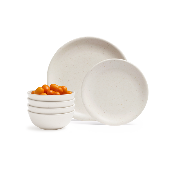 12 Piece White Stoneware Dinner Set | 12pc Chalk Ceramic