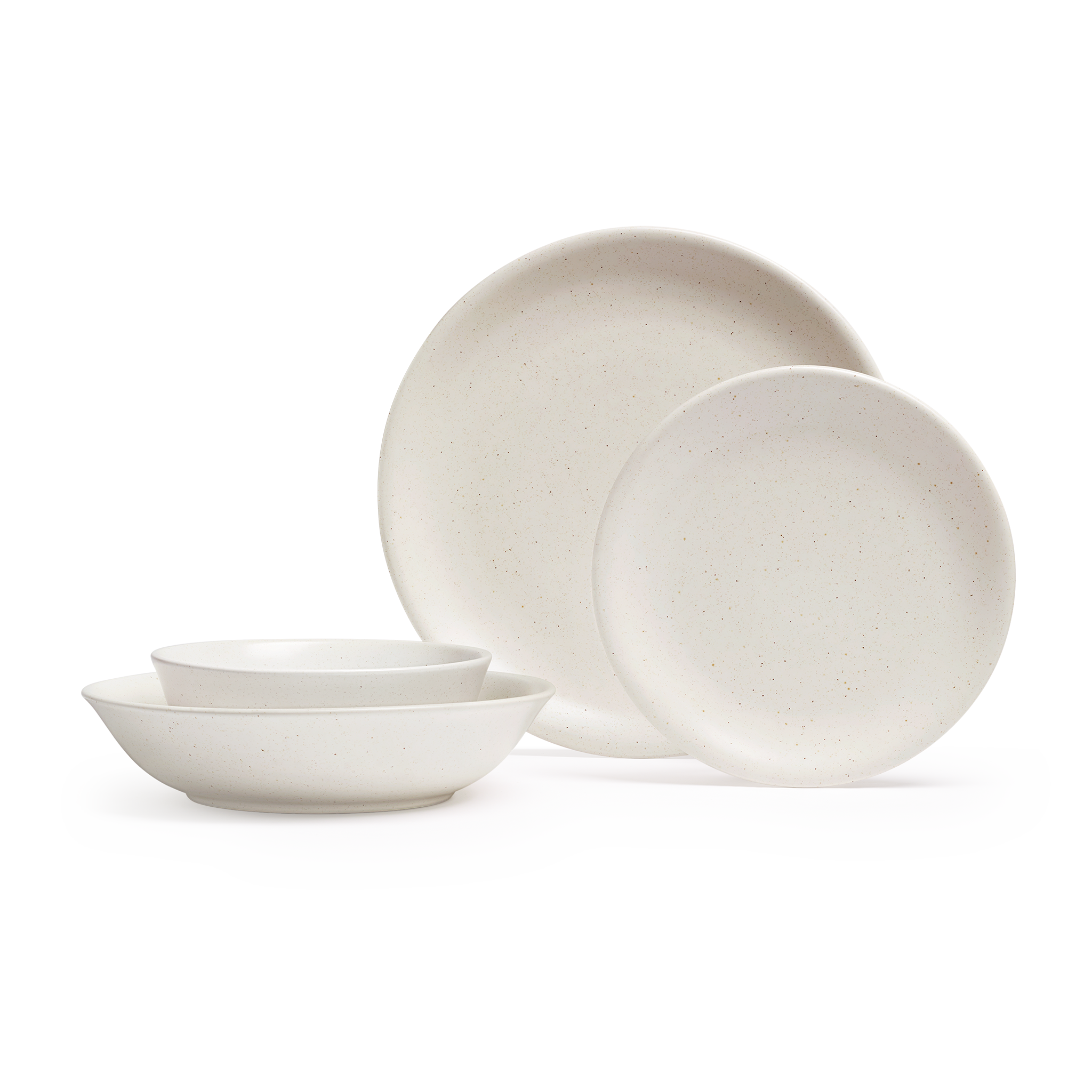 4 Piece White Stoneware Dinner Sets | 4pc White Ceramic Dinnerware ...