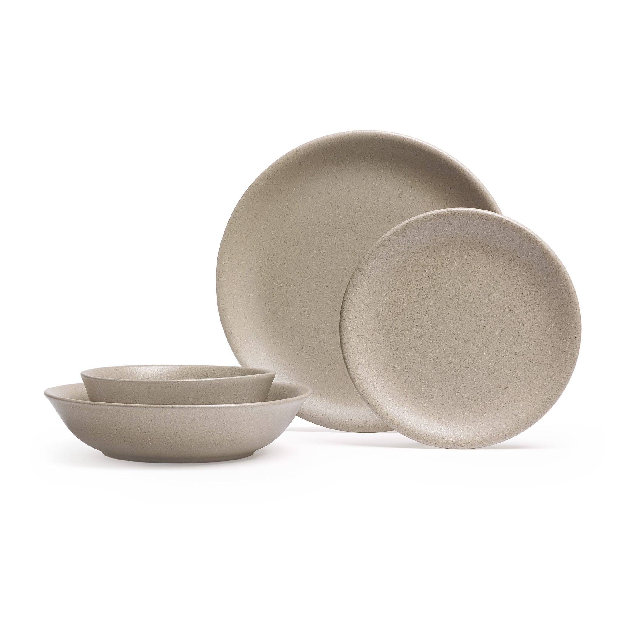 4 Piece Beige Stoneware Dinner Sets | 4pc Pebble Ceramic Dinnerware ...